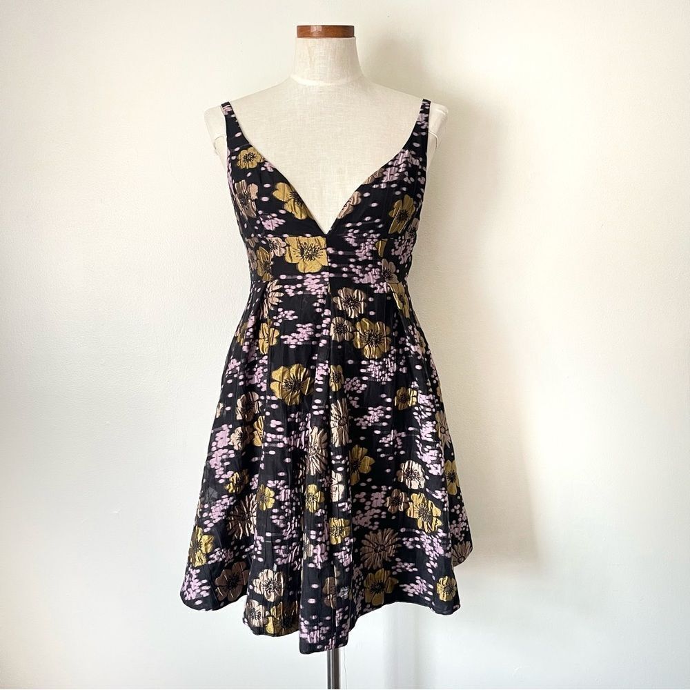 Anthropologie Jacquard A-Line Floral Mini Dress Nwt Size 4